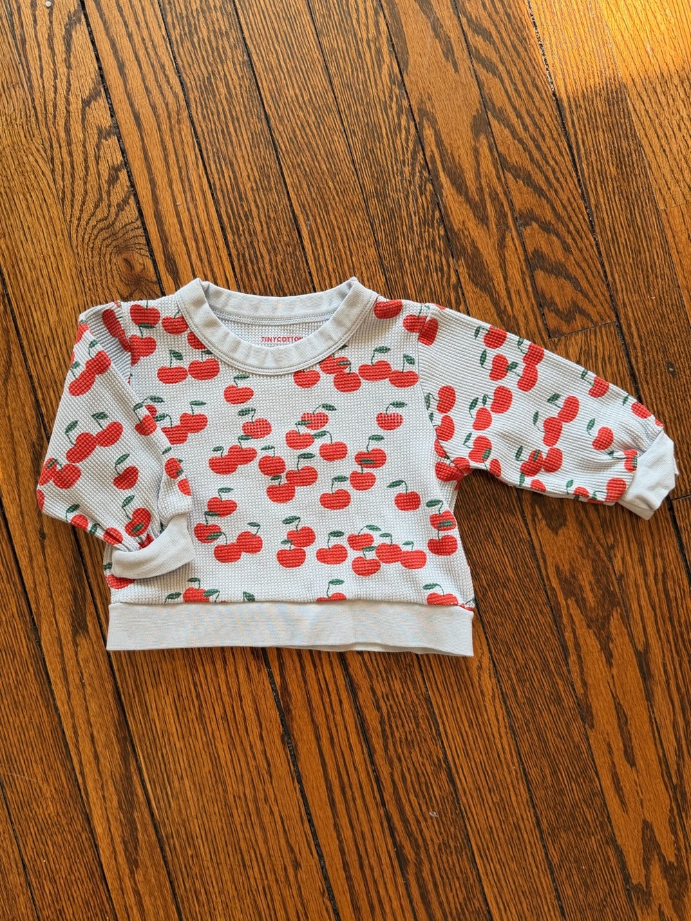 Toddler Cherry-Print Pullover Sweatshirt in Cream and Red